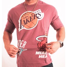 Eliesar Elite  Mor Los Angeles Lakers Basketbol Logolu Oversize T-Shirt