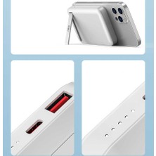 BizimGross Wiwu Apple iPhone 13 Magsafe Battery Pack Mıknatıslı Standlı Wireless Powerbank 10000 Mah