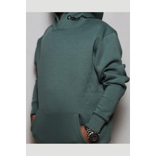 DeepArt Fashion Baskılı Kapşonlu Sweatshirt Yeşil