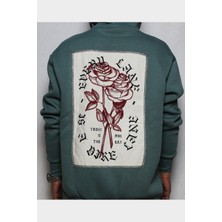 DeepArt Fashion Baskılı Kapşonlu Sweatshirt Yeşil