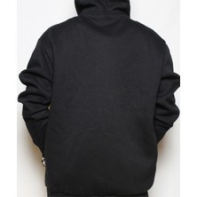 DeepArt Fashion Baskılı Kapşonlu Sweatshirt Siyah