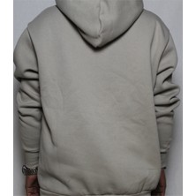 DeepArt Fashion Baskılı Kapüşonlu Sweatshirt Taş