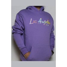 DeepArt Fashion Baskılı Kapşonlu Sweatshirt Mor
