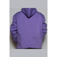 DeepArt Fashion Baskılı Kapşonlu Sweatshirt Mor