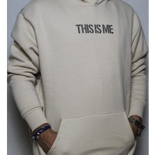 DeepArt Fashion Baskılı Kapşonlu Sweatshirt Bej
