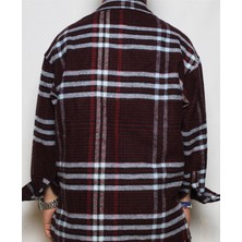 DeepArt Fashion Baskılı Oversize Oduncu Gömlek Bordo