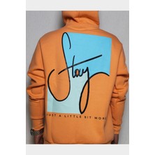 DeepArt Fashion Baskılı Kapşonlu Sweatshirt Somon