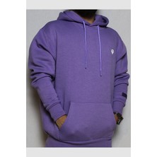 DeepArt Fashion Baskılı Kapşonlu Sweat Mor