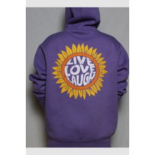 DeepArt Fashion Baskılı Kapşonlu Sweat Mor