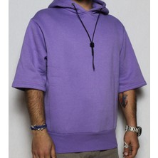 DeepArt Fashion F-Kol Kapşonlu Sweatshirt Mor