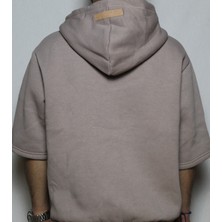 DeepArt Fashion F-Kol Kapüşonlu Sweatshirt Bej