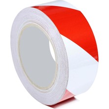 Badem10 Yer Işaretleme Bandı Pvc Emniyet Zemin Ikaz Bant 48 mm x 30 Metre (Kırmızı-Beyaz)