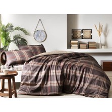 Taç Çift Kişilik Saten Nevresim Takımı Felicity Kahve