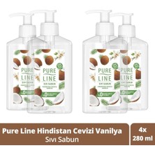 Pure Line Doğal Özler ile Sıvı Sabun Hindistan Cevizi & Vanilya 280 ml x 4