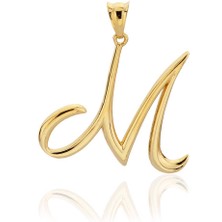 Bilezikci M Harfi Altın Kolye Ucu