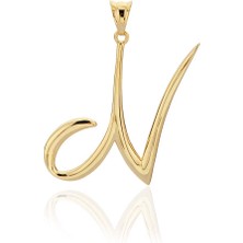 Bilezikci N Harfi Altın Kolye Ucu