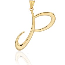 Bilezikci P Harfi Altın Kolye Ucu