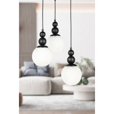 Begüsa Sonsuz 3.lü Avize Siyah Beyaz Cam