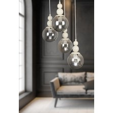 Begüsa Sonsuz 4.lü Avize Beyaz Füme Cam