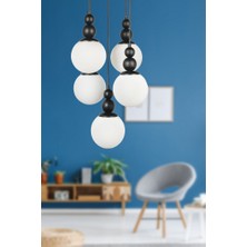 Begüsa Sonsuz 5.li Avize Siyah Beyaz Cam