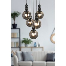 Begüsa Sonsuz 5.li Avize Siyah Füme Cam