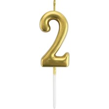 Dipak Gold Renk 2 Rakam Küçük Boy Pasta Mumu