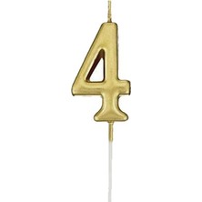 Dipak Gold Renk 4 Rakam Küçük Boy Pasta Mumu