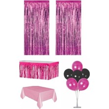 Dipak Pembe Renk Parti Seti 7'li Balon Standı