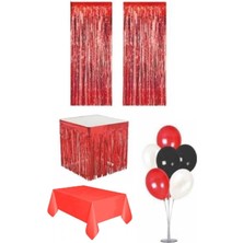 Dipak Kırmızı Renk Parti Seti +7'li Balon Standı