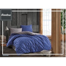 Komfort home çift kişilik ranforce nevresim takımı / ekose mavi