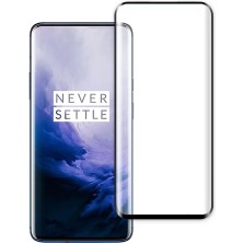 Microcase Oneplus 7 Pro 3D Kavisli Tempered Cam Koruma - Siyah