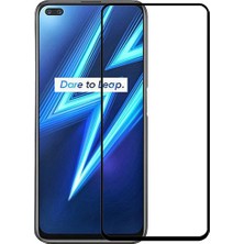 Microcase Realme 6 Pro Tam Kaplayan Çerçeveli Tempered Ekran Koruyucu - Siyah