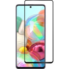 Microcase Samsung A71 Tam Kaplayan Çerçeveli Tempered Ekran Koruyucu - Mat Siyah