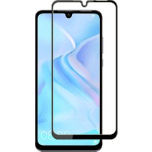 Microcase Huawei P30 Lite Tam Kaplayan Çerçeveli Tempered Ekran Koruyucu - Mat Siyah