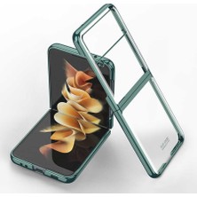 MobaxAksesuar Samsung Galaxy Z Flip 3 Kılıf Şeffaf Kıpta Kapak Koyu Yeşil