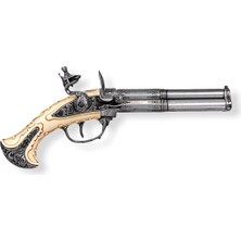 Rakun Home Denix  Revolving 3 Barrel Flintlock Pistol, France 18TH. C.