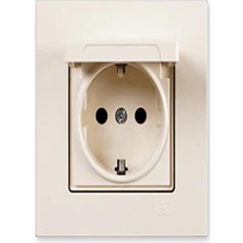 Viko Karre Krem Kapaklı Topraklı Priz