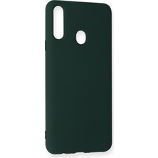 Aqua Aksesuar Samsung Galaxy A20S Kılıf Lansman Içi Kadife Lüx Tasarım Silikon Kapak - Koyu Yeşil