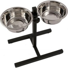 Ankur ADDT2B-3QT Çelik Ayarlanır Ayaklı Ikili Metal Mama Kabı Ø25 cm