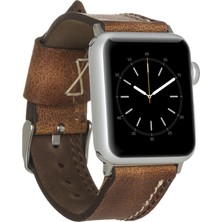 Bouletta Apple Watch Uyumlu Deri Kordon 42-44MM Dikişli Taba