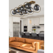 Begüsa Sühan 8.li Sıralı Eskitme-Füme Glop Camlı Avize