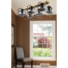 Begüsa Sühan 6.lı Sıralı Eskitme-Füme Glop Camlı Avize