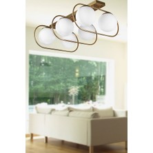 Begüsa Sühan 6.lı Sıralı Eskitme Beyaz Glop Camlı Avize