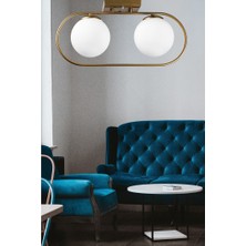 Begüsa Sühan 2.li Sıralı Eskitme Beyaz Glop Camlı Avize