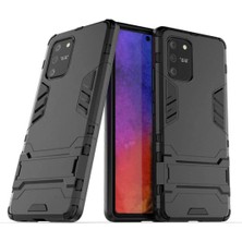 Microcase Samsung Galaxy A91 Alfa Serisi Armor Standlı Perfect Koruma Kılıf - Siyah