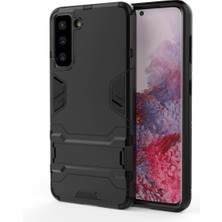 Microcase Samsung Galaxy S21 Alfa Serisi Armor Standlı Perfect Koruma Kılıf - Siyah