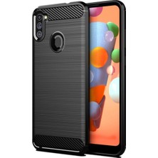 Microcase Samsung Galaxy M11 Brushed Carbon Fiber Silikon Kılıf