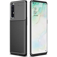 Microcase Oppo Reno 3 Pro Maxy Serisi Carbon Fiber Silikon Tpu Kılıf - Siyah