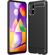 Microcase Samsung Galaxy M31S Brushed Carbon Fiber Silikon Kılıf