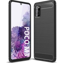 Microcase Xiaomi Poco M3 Brushed Carbon Fiber Silikon Kılıf